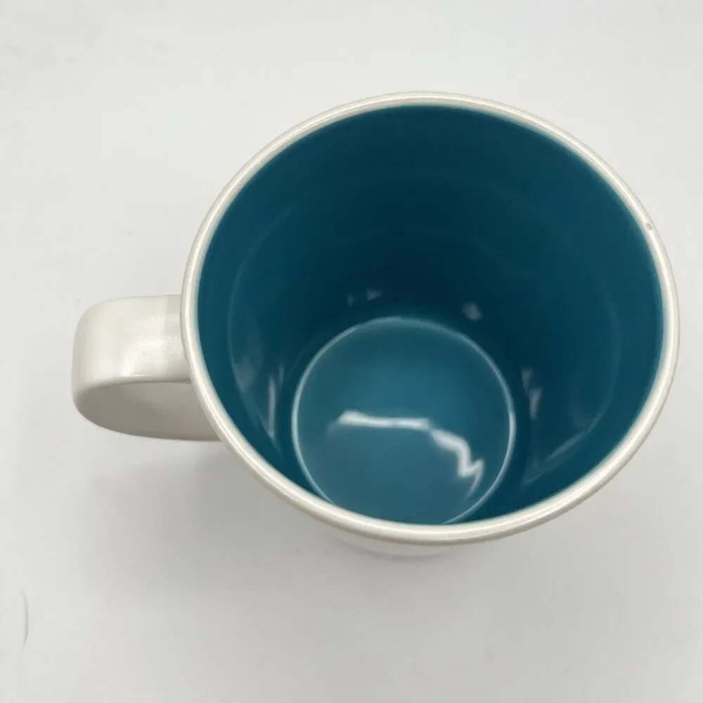 Crate & Barrel Max Pool Blue White Mug